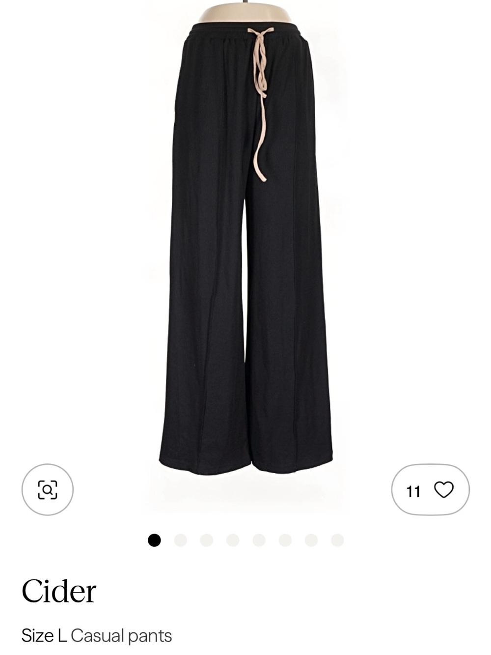 Cider Black Wide-Leg Lounge Pants with Drawstring